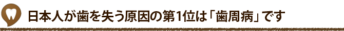 日本人が歯を失う原因の第1位は「歯周病」です